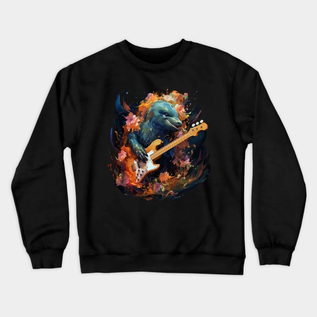 Porpoise Playing Guitar Crewneck Sweatshirt by JH Mart
